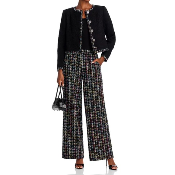 AQUA Tweed Jacket Black Career Button Front Blazer Cropped XS‎ - Picture 2 of 9